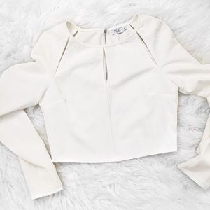 Long Sleeve Fitted Cut Out Neckline Cropped Sexy